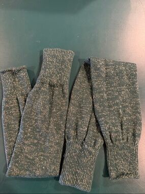Vintage 80’s Knit Leg Warmers in Speckled Gold and Deep Green